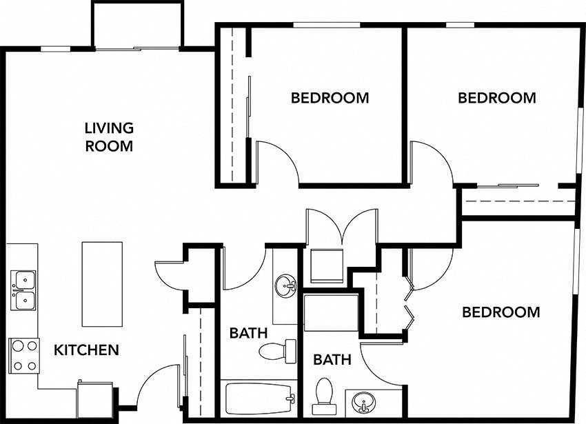 Southside by Vintage | 3 bedrooms 2 bathrooms floor plan (C2) 3x2 units available at Southside by Vintage | Seattle apts for rent